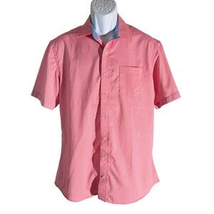 NICK GRAHAM Men's Short Sleeve Button Down Stretch‎ Modern Fit Pink Shirt Medium